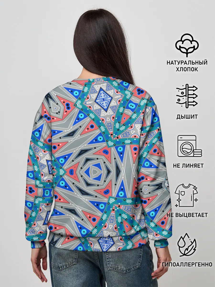 Женский свитшот / Серо-синий абстрактный узор