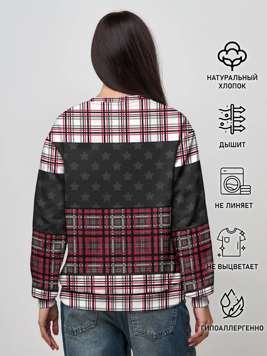 Женский свитшот / Комбинированный красно-серый