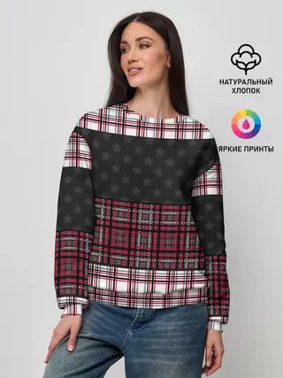 Женский свитшот / Комбинированный красно-серый