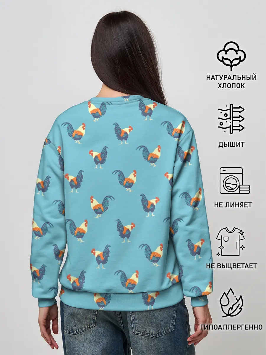 Женский свитшот / Петушки паттерн