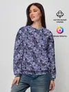 Женский свитшот / Сине-фиолетовый цветочный узор