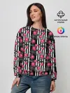 Женский свитшот / акварельные розы на полосатом