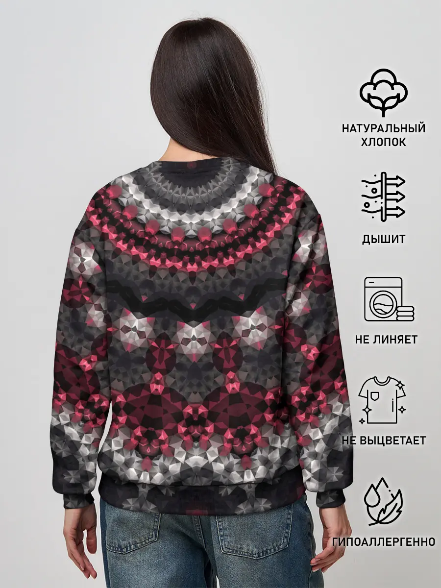 Женский свитшот / Красно-черный мозаичный узор