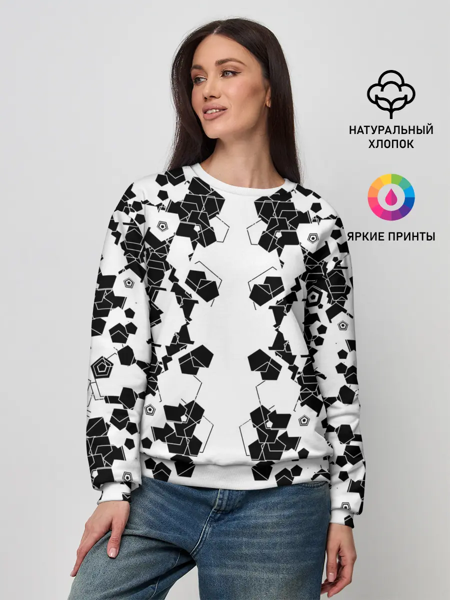 Женский свитшот / пятиугольники абстракция