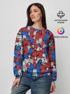 Женский свитшот / Бело-сине-красные матрёшки