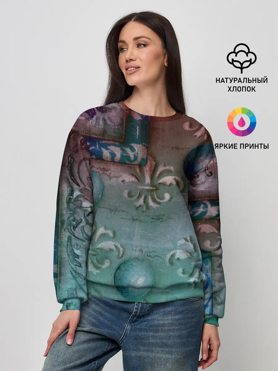 Женский свитшот / Объемная абстракция - Флер-де-лис