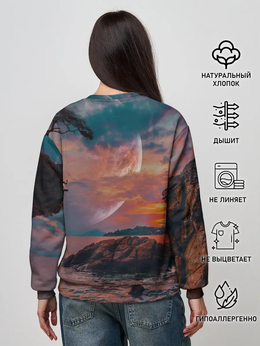 Женский свитшот / закат на качелях