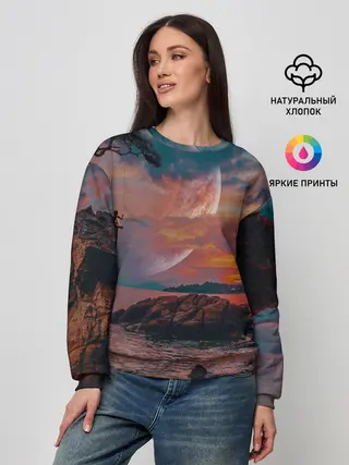 Женский свитшот / закат на качелях