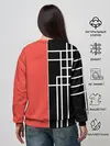 Женский свитшот / Черный и коралловый арт деко