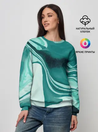 Женский свитшот / красочный зелёный развод