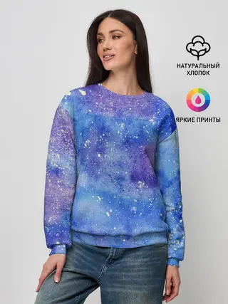 Женский свитшот / Акварельные разводы и брызги красок