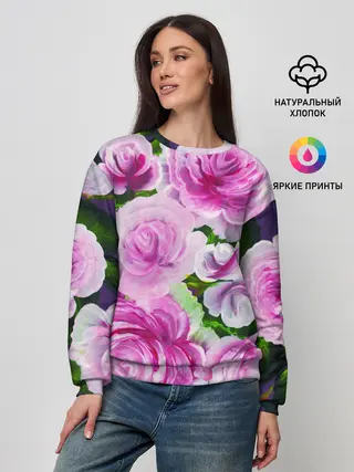 Женский свитшот / Цветы Розовые Розы красками