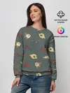 Женский свитшот / Морские рыбки на зеленом фоне