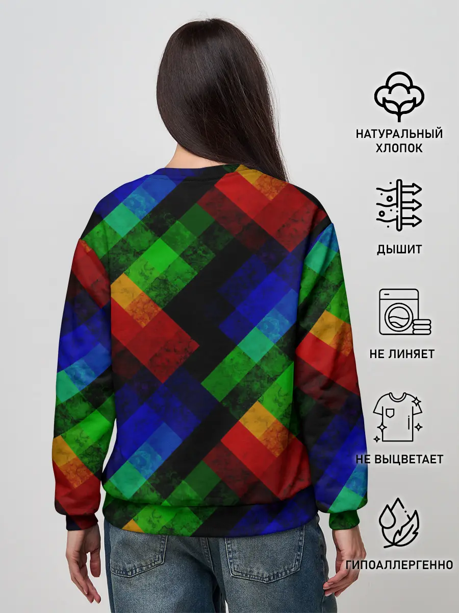 Женский свитшот / Разноцветный мраморный узор