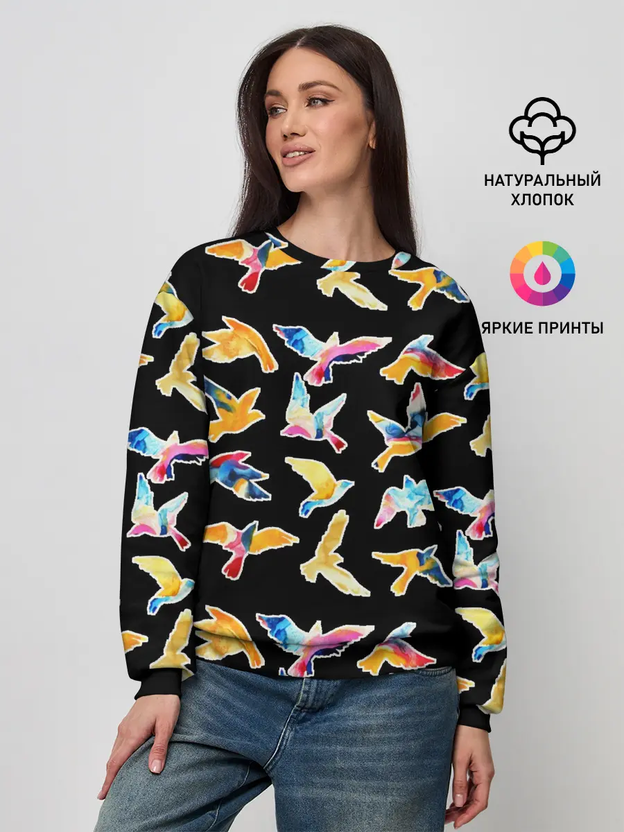 Женский свитшот / акварельные птицы