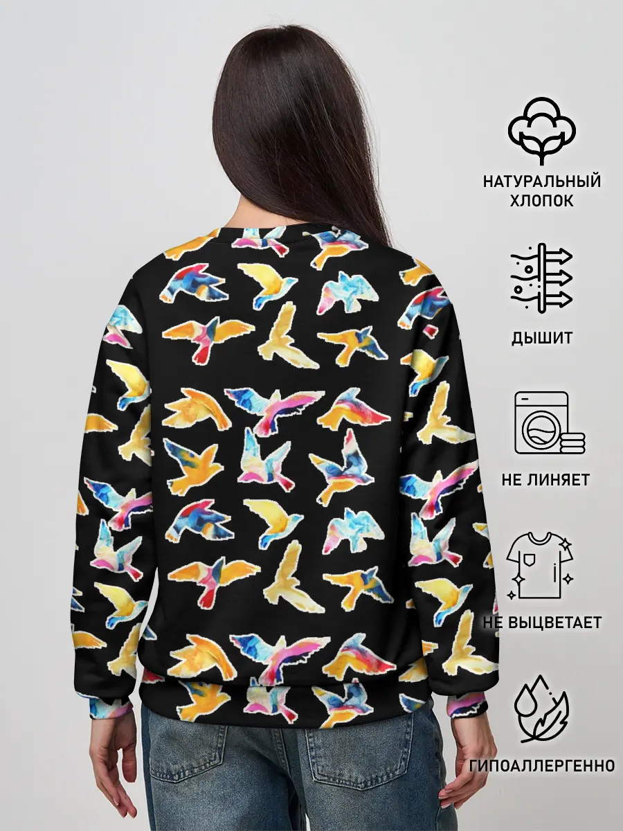 Женский свитшот / парящие акварельные птицы