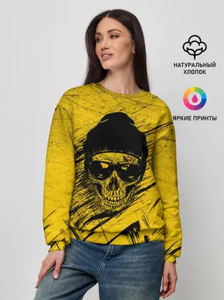 Женский свитшот / Череп Хипстер Гранж Брызги