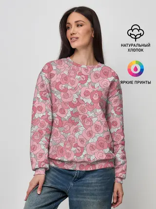 Женский свитшот / Нежно коралловые розы