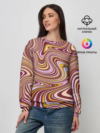 Женский свитшот / Красно-золотые разводы красок паттерн