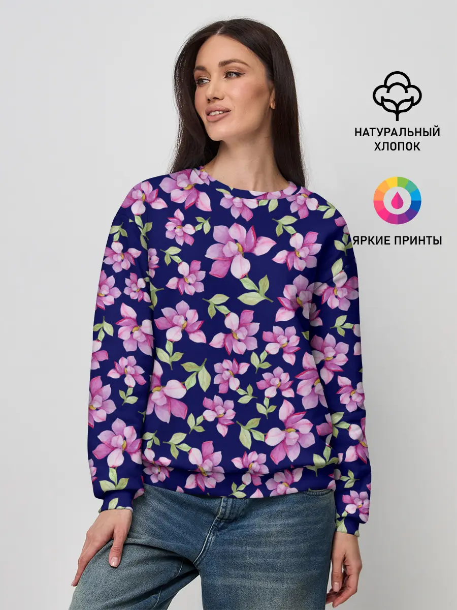 Женский свитшот / Акварельные цветы Магнолии