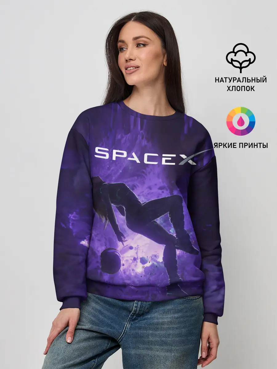 Женский свитшот / Space X Girl in zero gravity