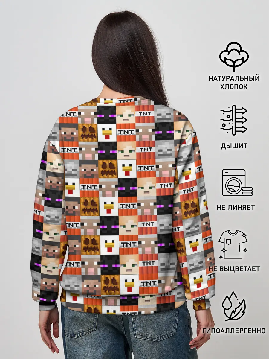 Женский свитшот / MINECRAFT КУБИКИ ПЕРСОНАЖИ