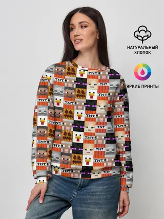 Женский свитшот / MINECRAFT КУБИКИ ПЕРСОНАЖИ