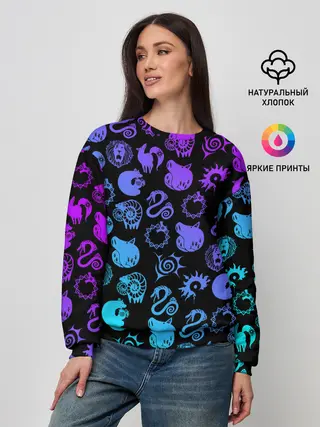 Женский свитшот / 7 СМЕРТНЫХ ГРЕХОВ НЕОН ЭМБЛЕМЫ