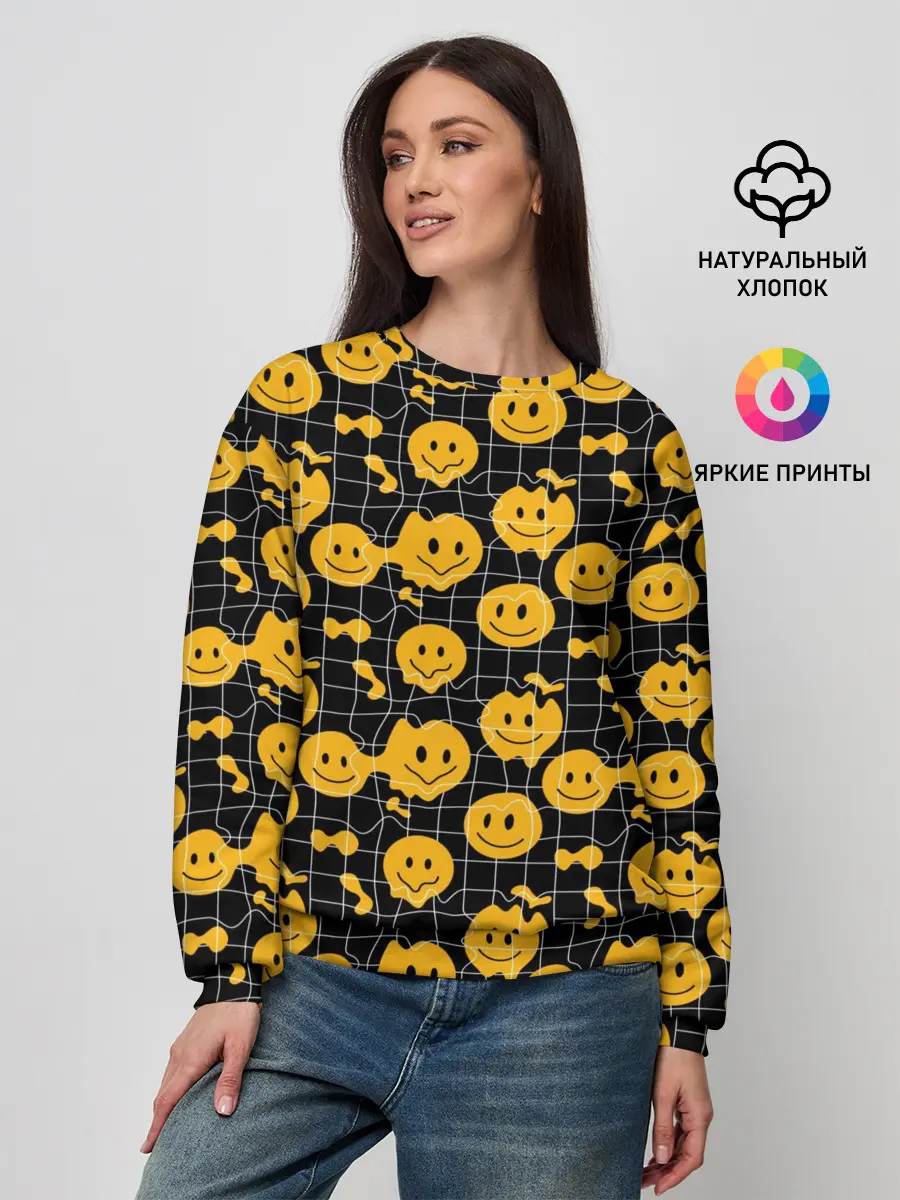 Женский свитшот / Психоделические смайлы