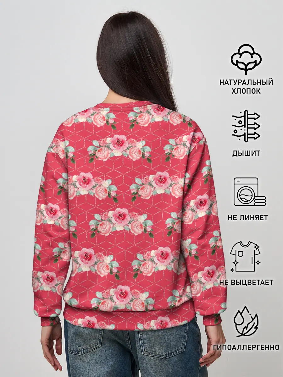 Женский свитшот / Красные розы паттерн