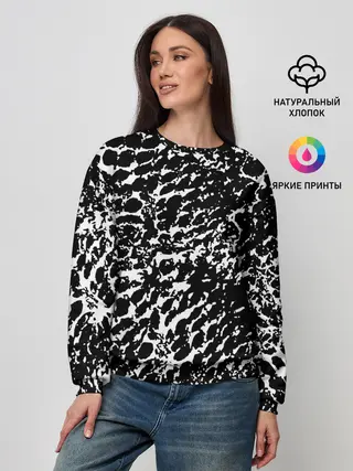 Женский свитшот / Хаос белого на черном