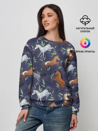Женский свитшот / Лошадки узор