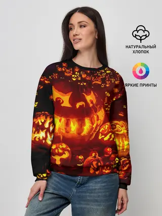 Женский свитшот / Тыквы на Хэллоуин