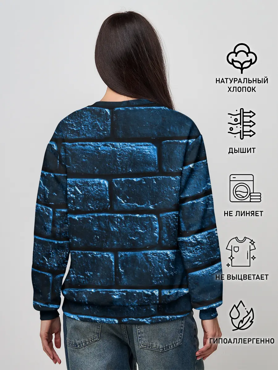 Женский свитшот / Неоновая, кирпичная стена