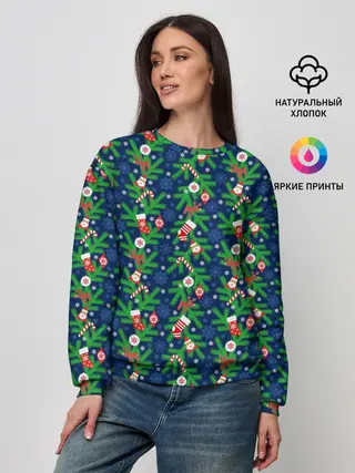 Женский свитшот / Новогодние Игрушки на Ёлке