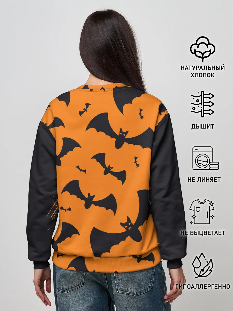 Женский свитшот / ЛЕТУЧАЯ МЫШЬ В ДЕНЬ ХЭЛЛОУИНА