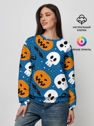Женский свитшот / ЧЕРЕПА И ТЫКВЫ | HALLOWEEN