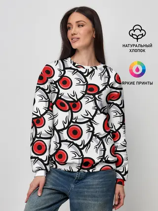 Женский свитшот / HALLOWEEN EYES / ХЕЛЛОУИН ГЛАЗА