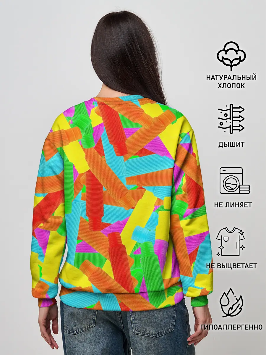 Женский свитшот / Фон Цветные трубки Pop Tubes, Поп тубус