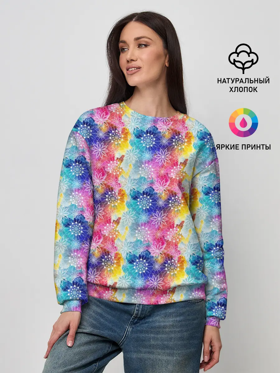 Женский свитшот / Радужные Снежные Узоры