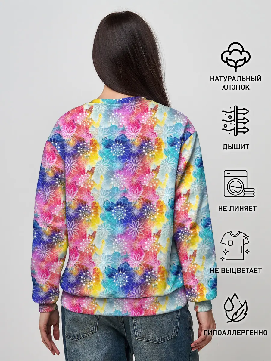 Женский свитшот / Радужные Снежные Узоры