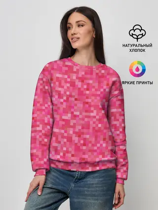 Женский свитшот / Цикламеновая пиксельная абстракция