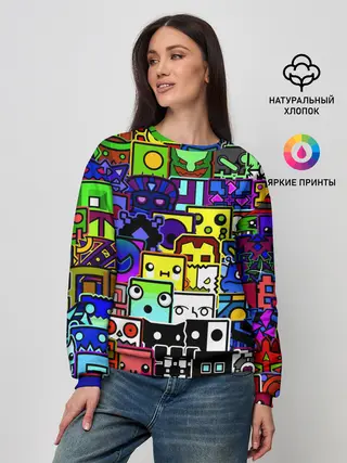Женский свитшот / GEOMETRY DASH ВСЕ СКИНЫ