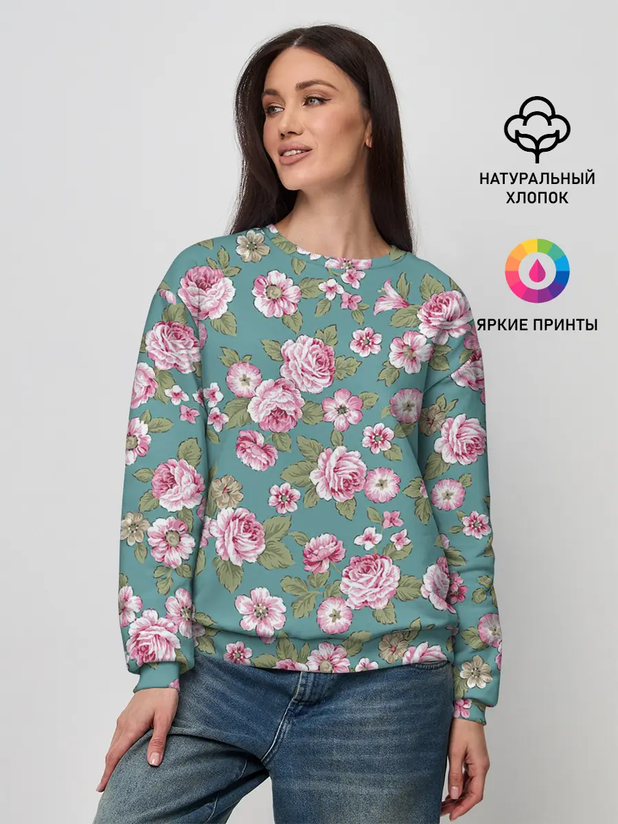 Женский свитшот / Поле розовых цветов