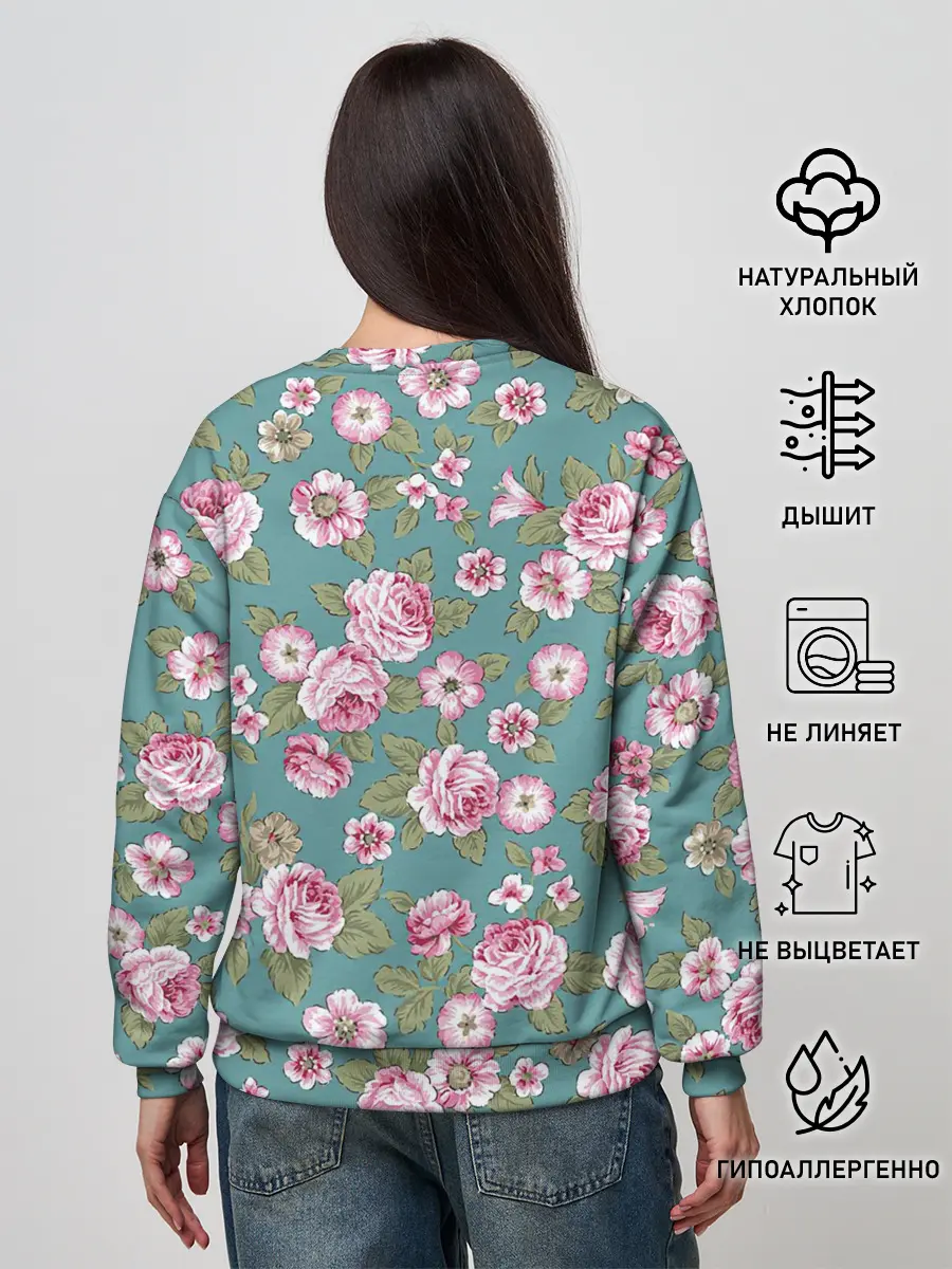 Женский свитшот / Поле розовых цветов