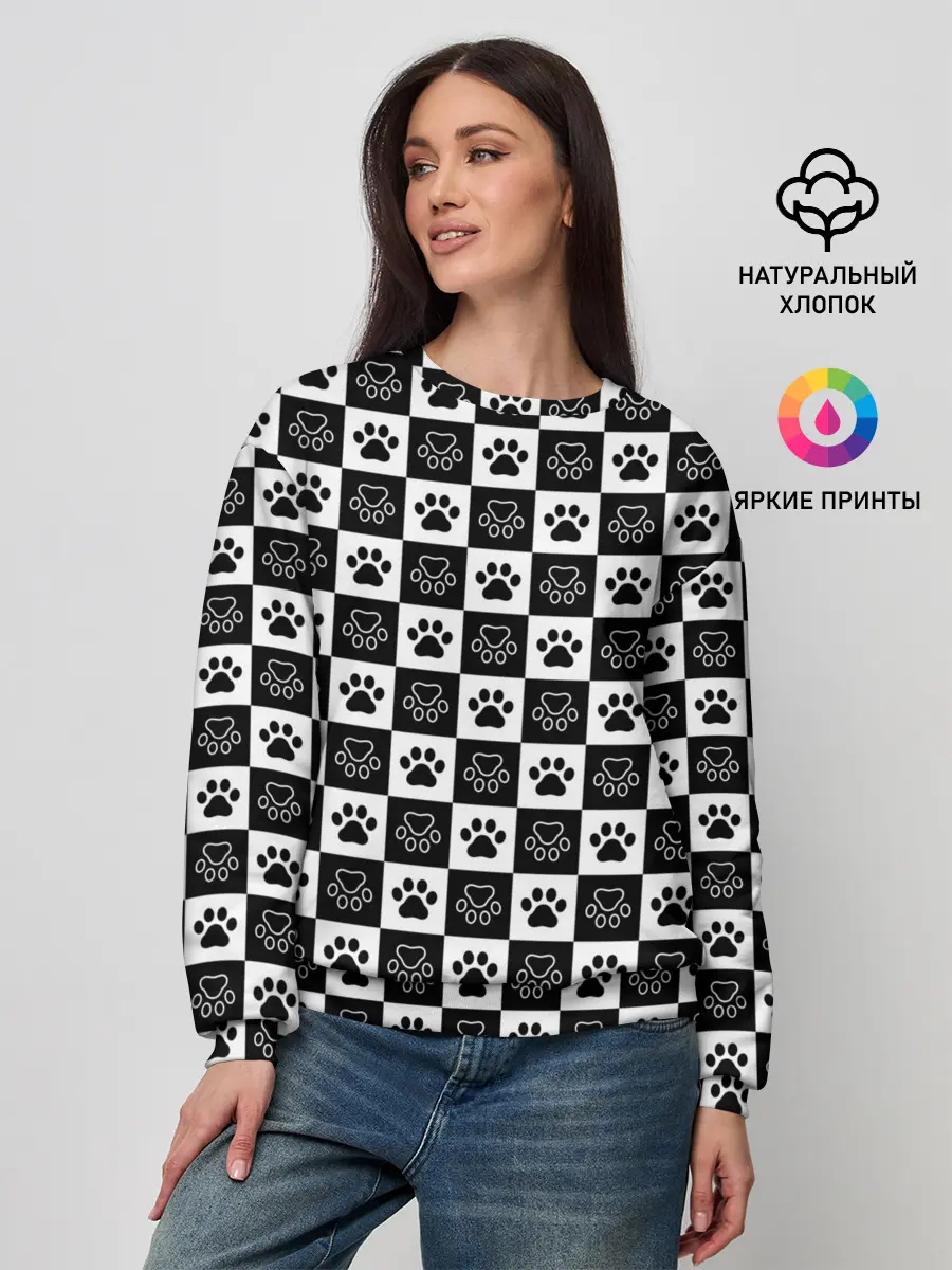 Женский свитшот / Следы на Шахматном Фоне