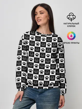 Женский свитшот / Следы на Шахматном Фоне