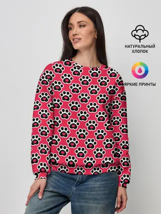 Женский свитшот / Следы от Лап с Сердечками