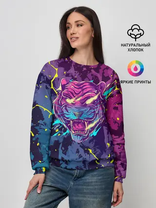 Женский свитшот / НЕОНОВЫЙ ТИГР / NEON TIGER