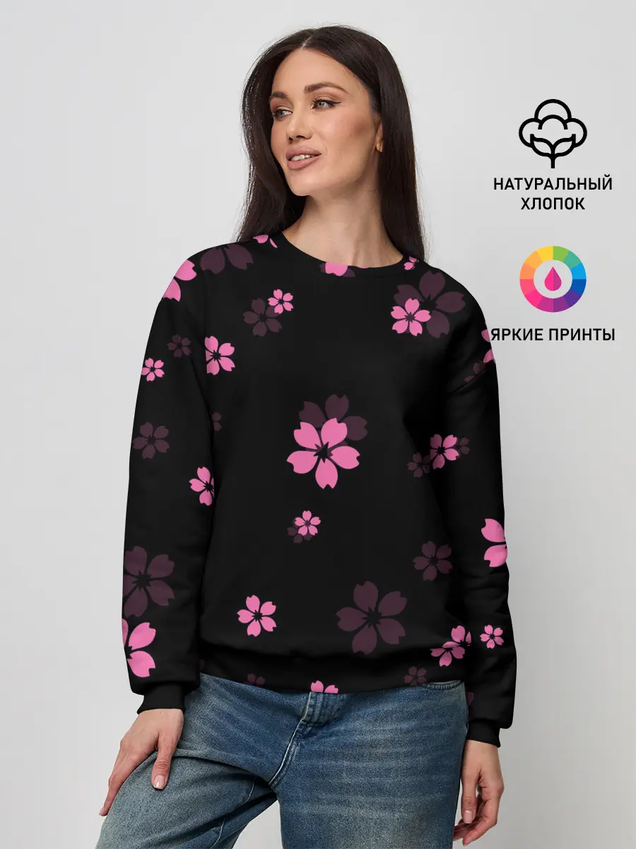 Женский свитшот / САКУРА ВИШНЯ ЛЕПЕСТКИ